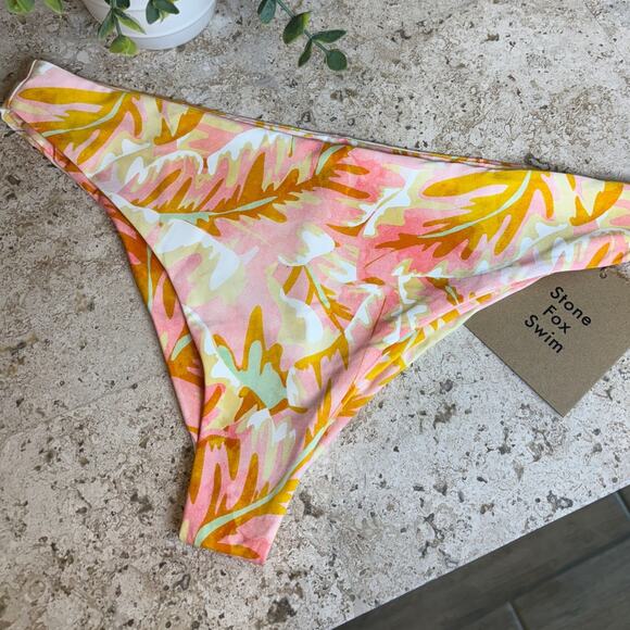 Stone Fox Swim Hot Tropix Lele Top Roca Bottom Bikini XL Bandeau Cheeky Bathing - Picture 2 of 5